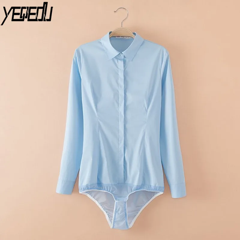 

#2104 Office Body Blouse Ladies White Black Body Shirts For Women Bodysuit Long Sleeve Plus Size 4XL Women Clothing Sexy Female