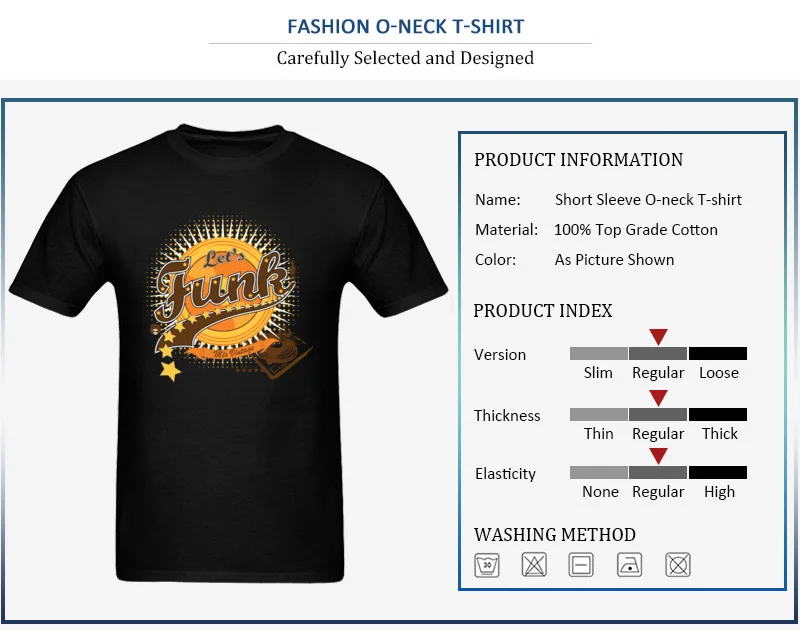 Personalized Tops Shirts New Arrival Round Collar Short Sleeve Let s Funk All Cotton Mens T Shirt Printed On Summer/Fall Tee Shirts Let s Funk