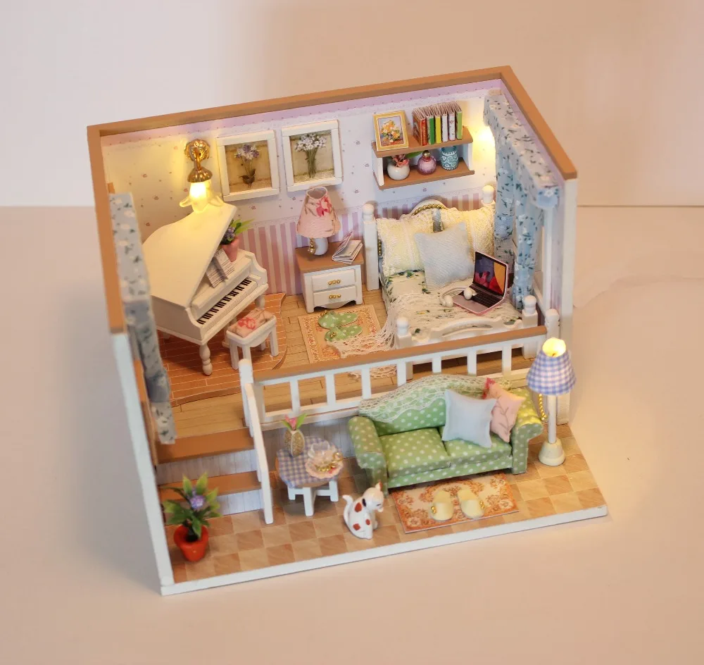 

Cute Families House Diy Dollhouse Kits DIY Toys for Girls with Doll House Furniture Birthday Gift Juguetes Brinquedos
