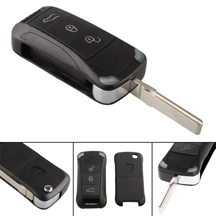Yetaha 3 Buttons Flip Folding Remote Car Key Shell Case Fob Replacement 