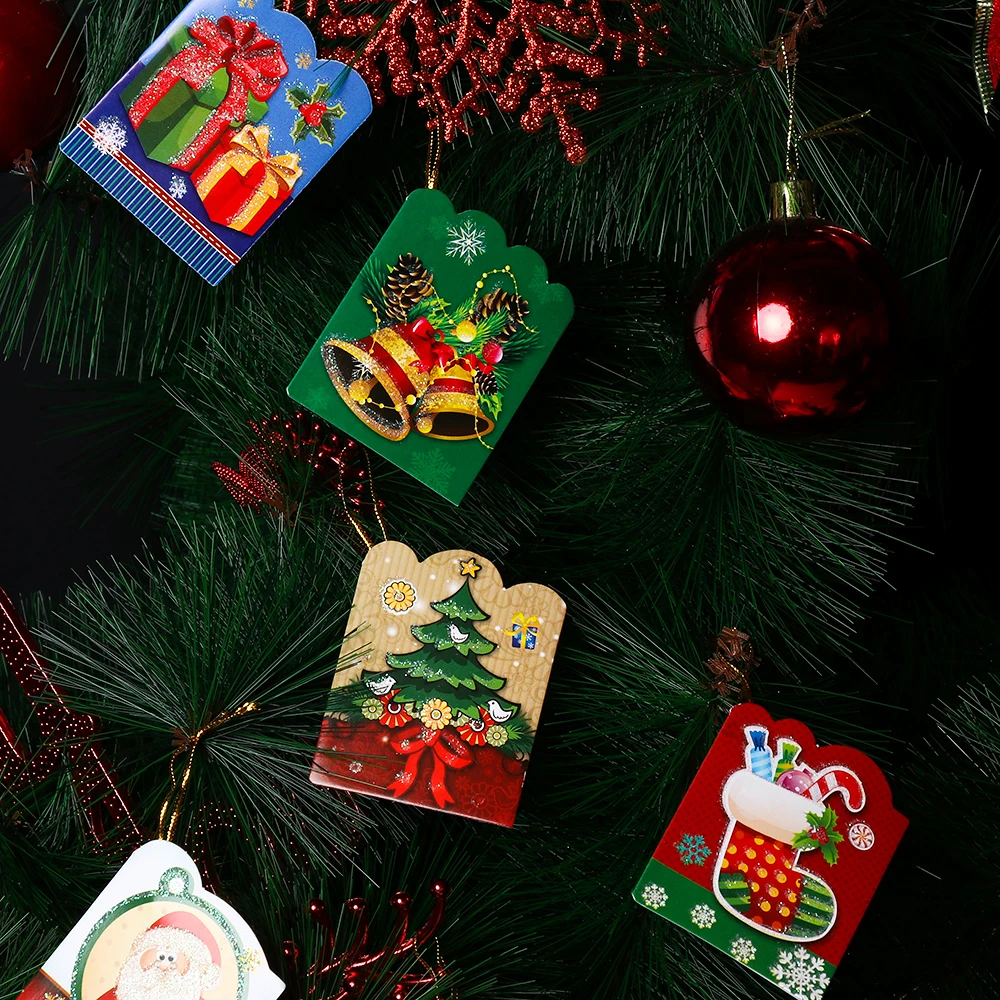 12 шт./лот мини поздравительные открытки Санта-Клаус открытка для рождественских праздников поздравительная открытка Рождественская елка висячие украшения