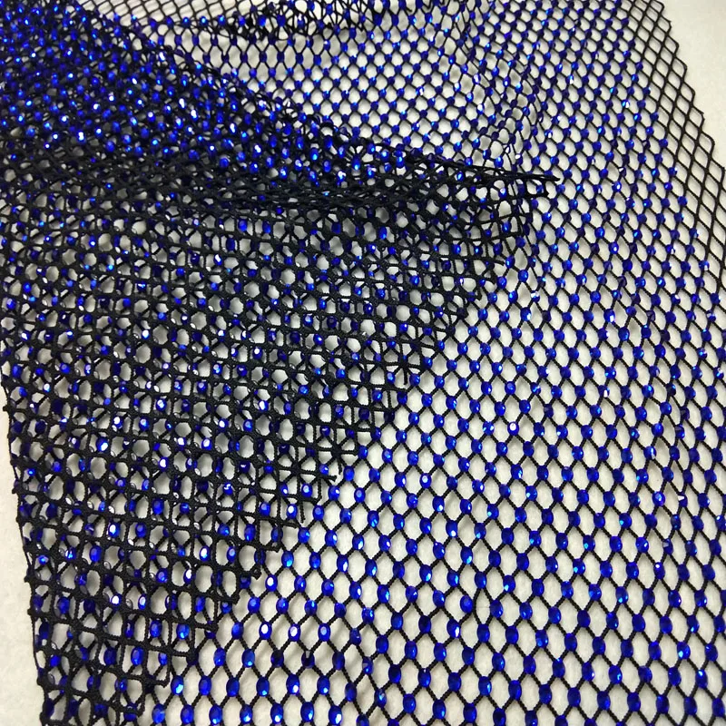 42x22 см Фирменная Новинка, блестящие Синие стразы, эластичная сетчатая ткань с блестками, ткань для платья, украшение дома