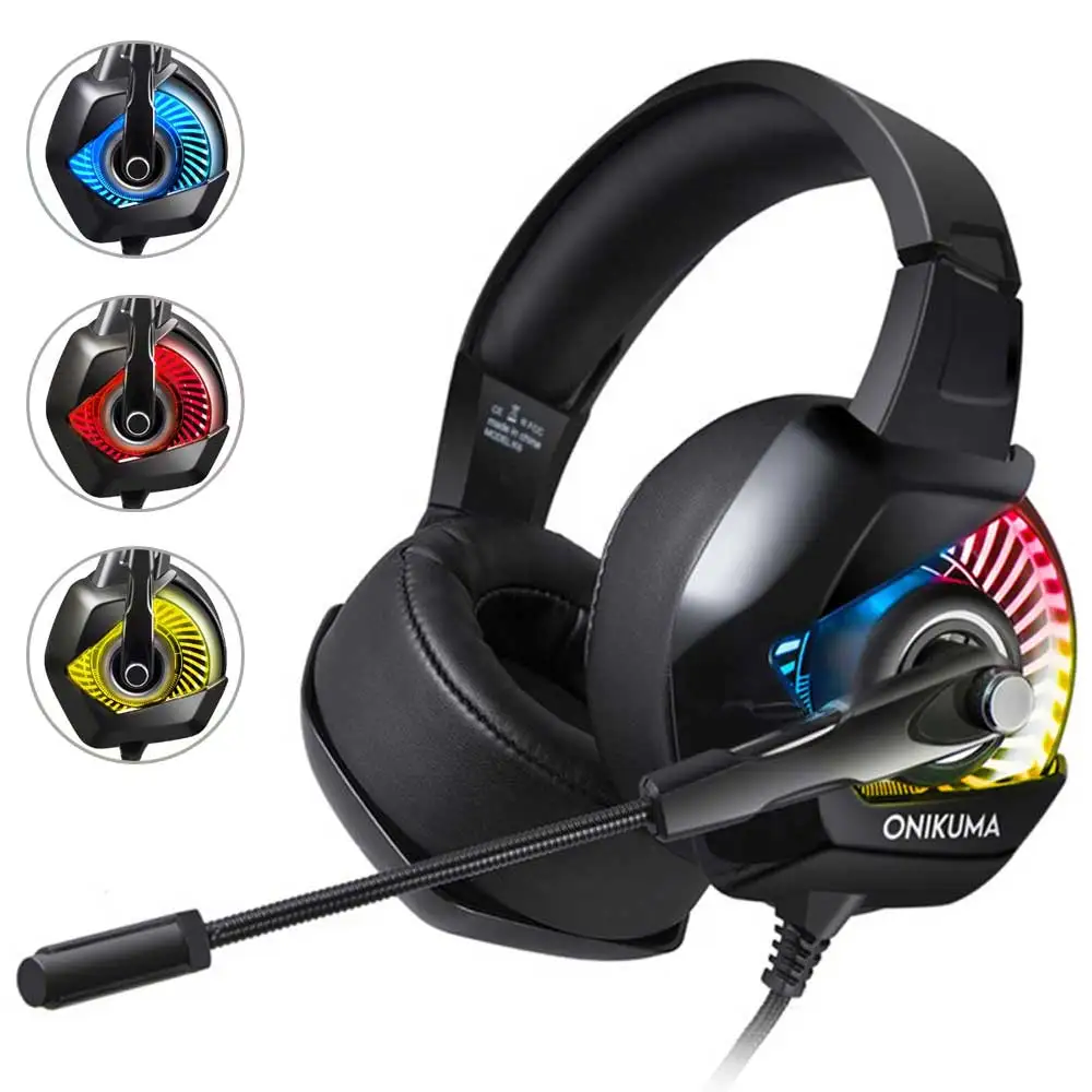 

Gaming Headset ONIKUMA K6 Stereo Game Headphones Earphone with Mic RGB LED light for PS4 For New Xbox One Computer PC Gamer