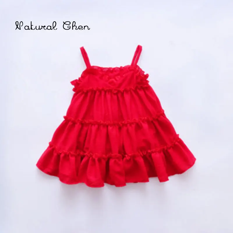 

Girls Summer 2019 New Dress Sling Dress Red Lace Princess Dress