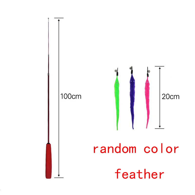 1 шт. забавные игрушки для кошек Интерактивная эластичная Удочка цыпленок рыба Mascotas домашние животные игрушки с колокольчиками рыболовная палка случайный цвет перо