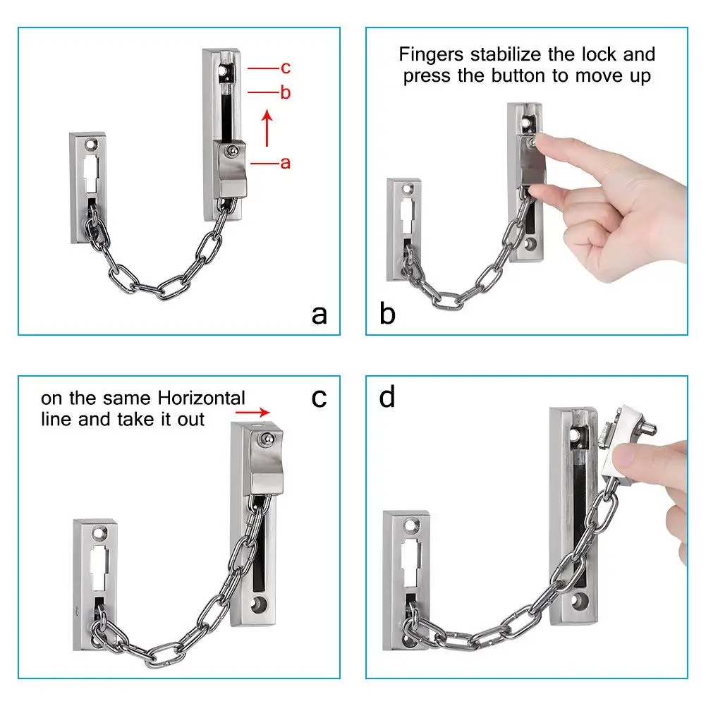 Дверная цепь замок, утолщенная нержавеющая сталь литая цепь защита двери, безопасный установленный замок матовая отделка с 4 винтами(серебро