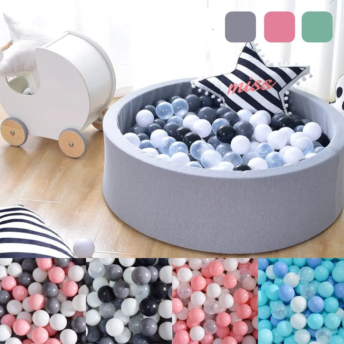 

90cm Round Sponge Pool Ball Pits Soft Baby Playing Tent 200PCS Ocean Balls Pool Toys Kids Children Outdoor Fun Sports Toys