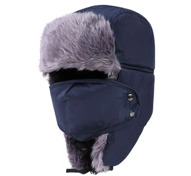 Модная зимняя уличная теплая шапка для мужчин, утолщенная шапка для катания на лыжах, время приключений, для взрослых, зимняя защита ушей, HT51079+ 25 - Цвет: navy