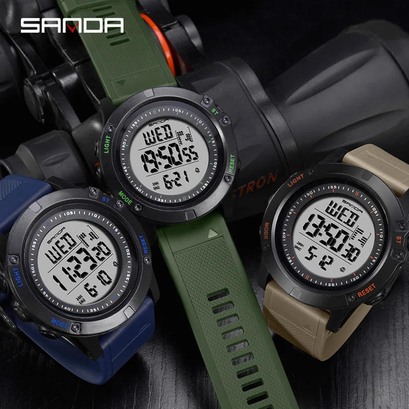 SANDA военные мужские спортивные часы светодиодный цифровые часы с обратным отсчетом противоударные водонепроницаемые мужские часы Chronos электронные часы