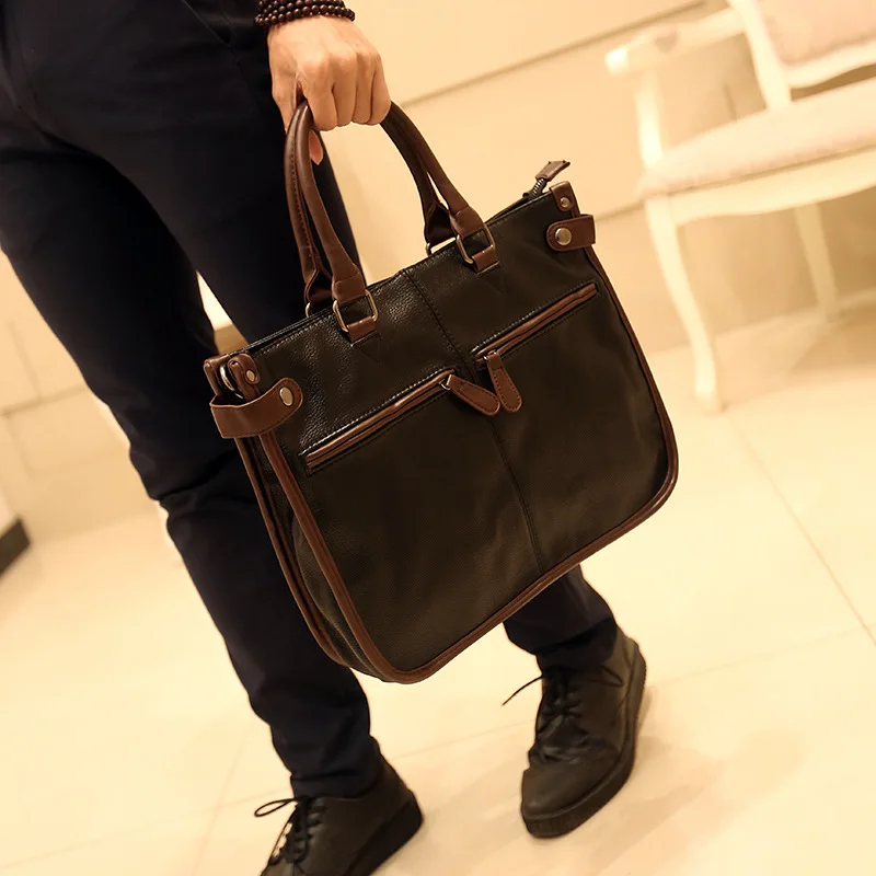 ETONWEAG Brand Men Messenger Bags Black Zipper Designer Handbags High Quality Vintage Laptop Bag