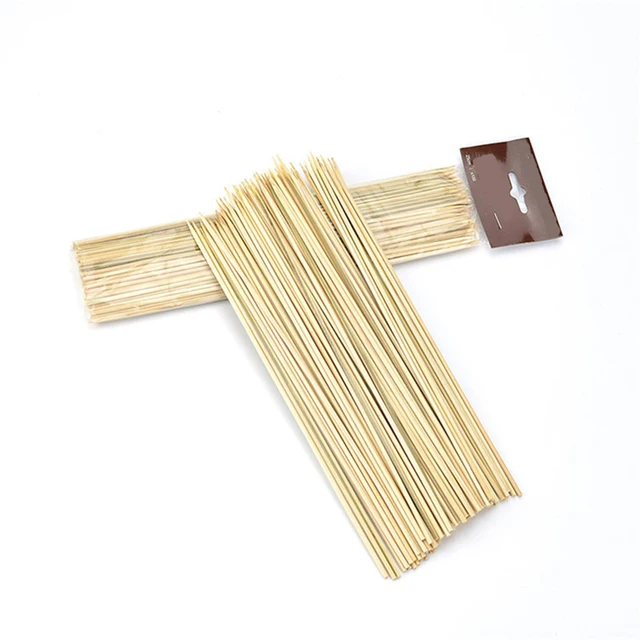 New 100pcs Lot Thin Bamboo Sticks Skewers Disposable New 100pcs Lot Thin Bamboo Sticks Skewers Disposable Bbq Accessories Camping Picnic Skewer 25cmx3mm
