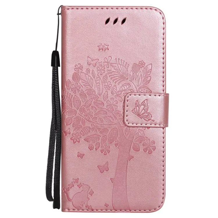 Кожаный чехол-книжка для sony Xperia M2 M4 M5 C5 E4 X рельефный чехол-кошелек с подставкой Чехол для телефона - Цвет: Розовый