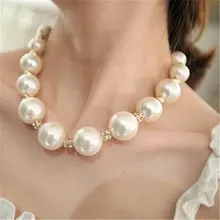 Дизайн цепочка колье ожерелье имитация жемчуга ожерелье с большими стразами для женщин ночной клуб вечерние