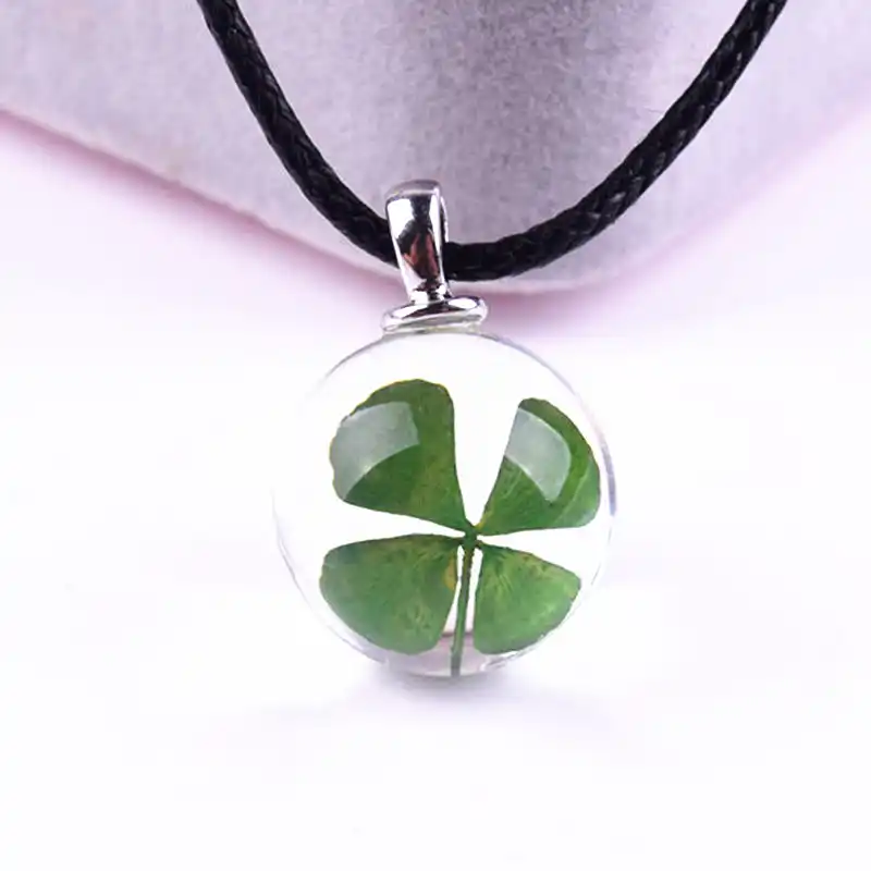 Retrosheep Bespoke Irish Lucky Four Leaf Clover Necklace Wood Pendant Rustic Unique Wooden Charm Choker Jewellery Keyring Scented Gift
