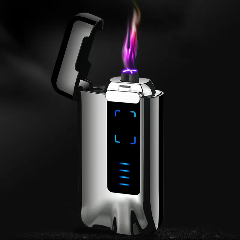 

Touch Induction Visual Power Charge Display USB Double Arc Plasma Pulse usb Lighter Metal Windproof Gadgets for Men Lighters