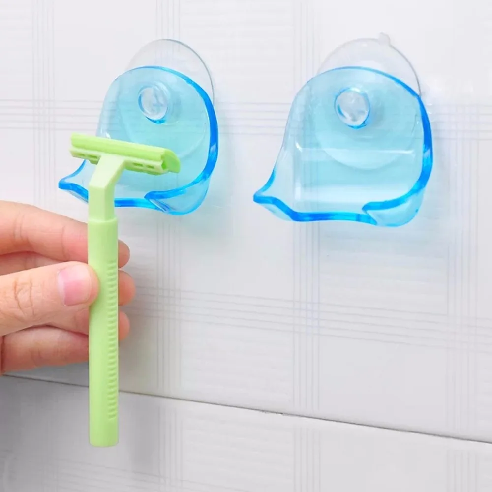 

New Safe Razor Stand Wall-Sucking Toothbrush Holder Shaver Cap Holder Bathroom Shower ,3PC