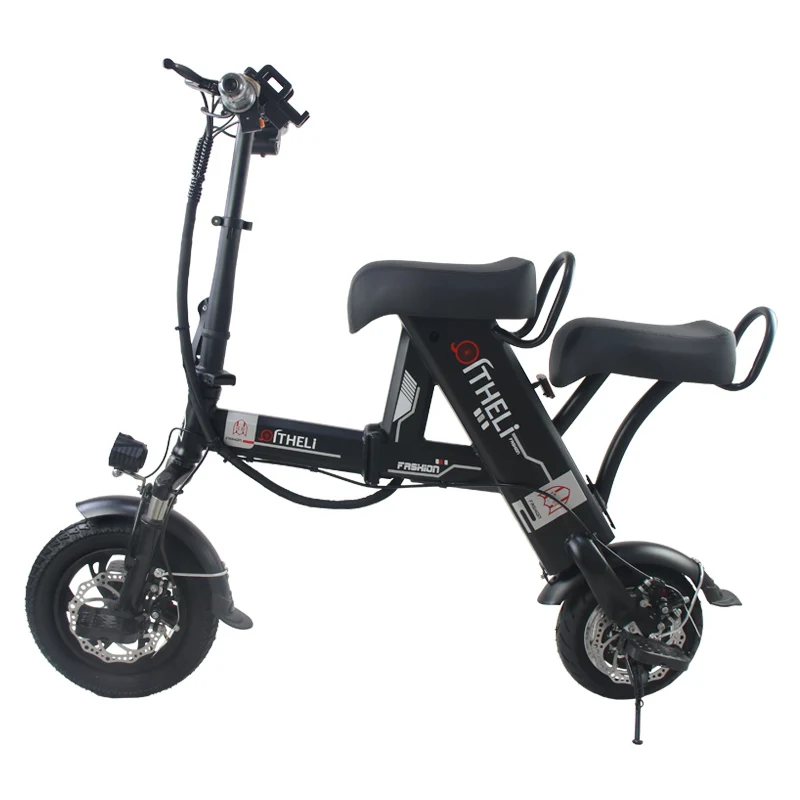 Складной электрический велосипед 12 дюймов литиевая батарея электрического велосипеда электрический скутер мини маленький велосипед легкий складной электровелосипед - Цвет: black 15ah battery-D