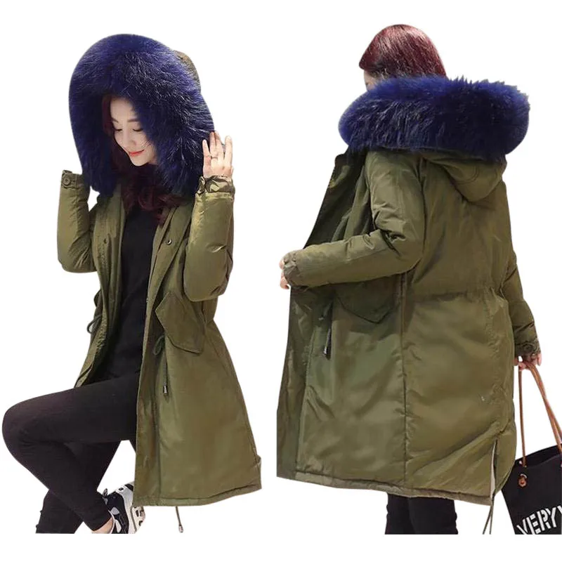 Very Warm Winter Women Coat 2017 New Large Real Raccoon Fur Collar Down