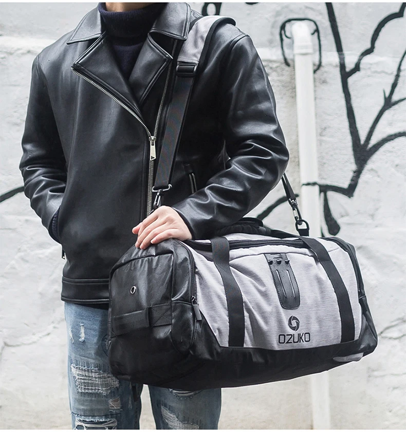 OZUKO New Multifunctional Large Capacity Men Travel Duffle Bag Waterproof Oxford Shoulder Bag Men's Backpack Luggage Handbags