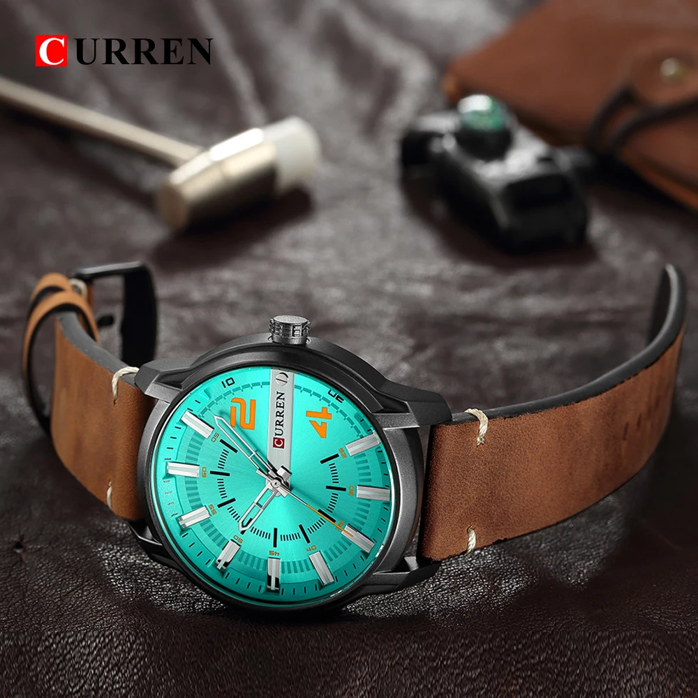Повседневные мужские часы, аналоговые кварцевые наручные часы CURREN, уникальные высококачественные мужские часы с кожаным ремешком, водонепроницаемые часы Relojes Hombre