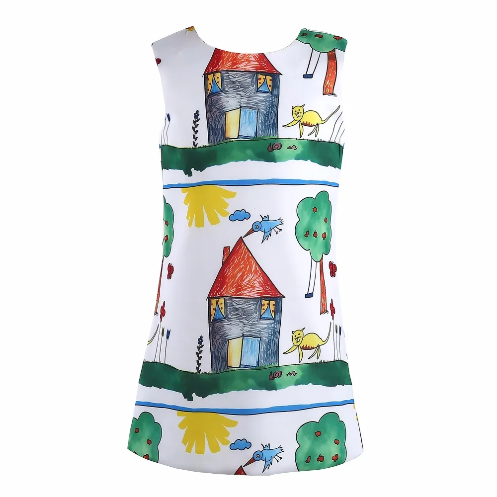 

Baby Girls Dress Christmas 2015 Brand Princess Dress for Girls Clothes Graffiti Pattern Designer Kids Dresses Children Clothing