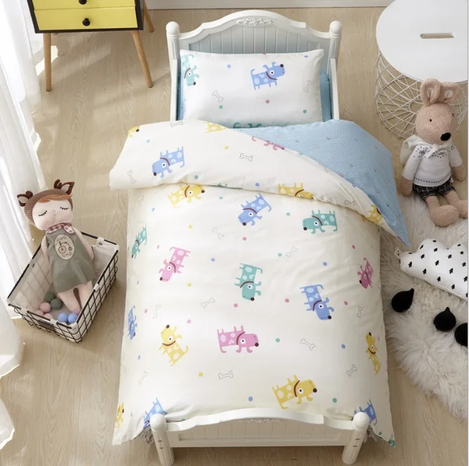 3Pcs Cotton Crib Bed Linen Kit Cartoon Baby Bedding Set Includes Pillowcase Bed Sheet Duvet Cover Without Filler - Цвет: 10