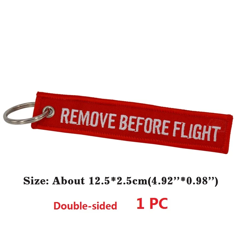 Remove Before Flight брелок на выбор брелок с вышивкой кольцо для авиации подарки OEM брелок для ключей ювелирных изделий, Чемодан тег - Цвет: 12.5x2.5cm