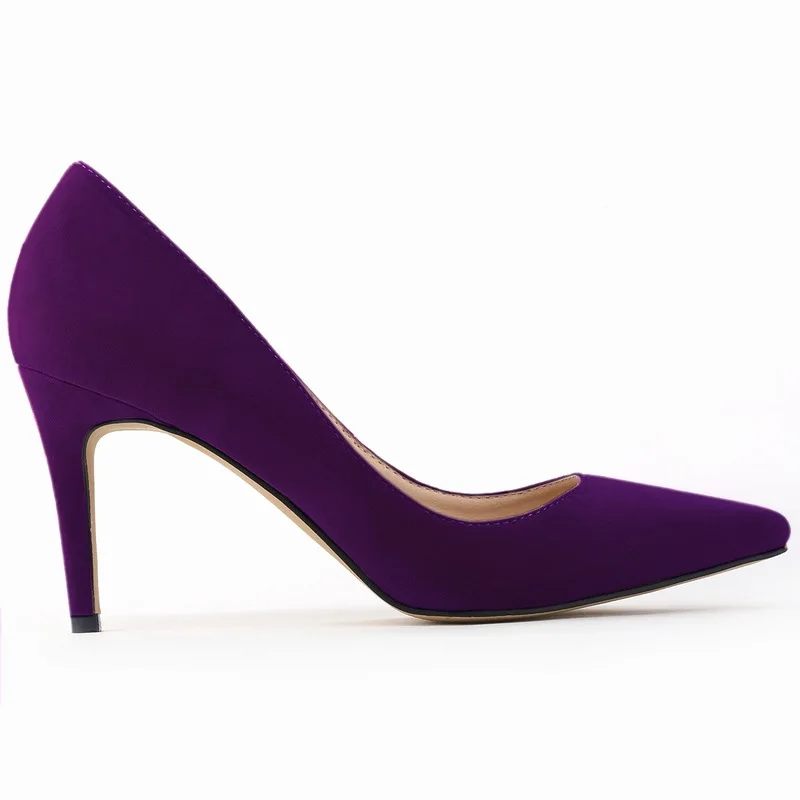 34-42 Woman Shoes Faux Suede 8cm Low Heels Women Pumps Stiletto Women's Work shoe Pointed Toe Wedding Shoes
