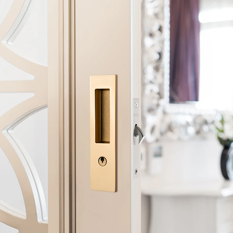  1 set/Sliding wooden Door Lock Hidden Handle Interior Door Pull Lock Modern Anti-theft Room Wood Do - 33032516769