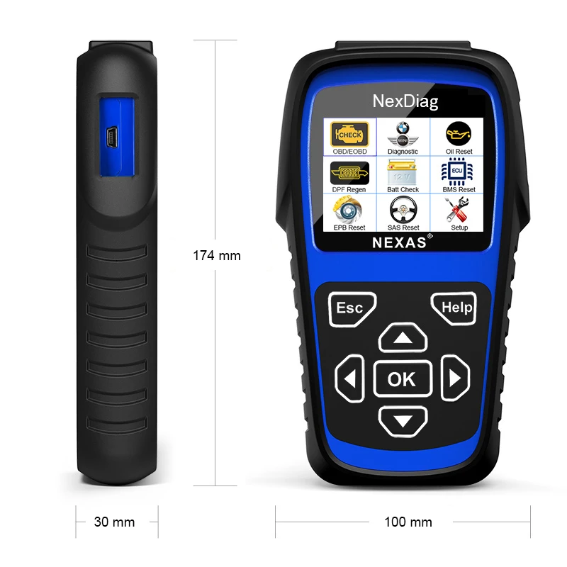 Nexas ND601 OBD2 автоматический сканер Инструменты проверка двигателя ABS подушка безопасности SAS EPB BMS масло DPF Сброс для BMW мини автомобильный диагностический инструмент ODB Италия