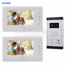 DIYSECUR 7″ Apartment Video Intercom Doorbell Video Door Phone System IR Camera Touch Key For 2 Families