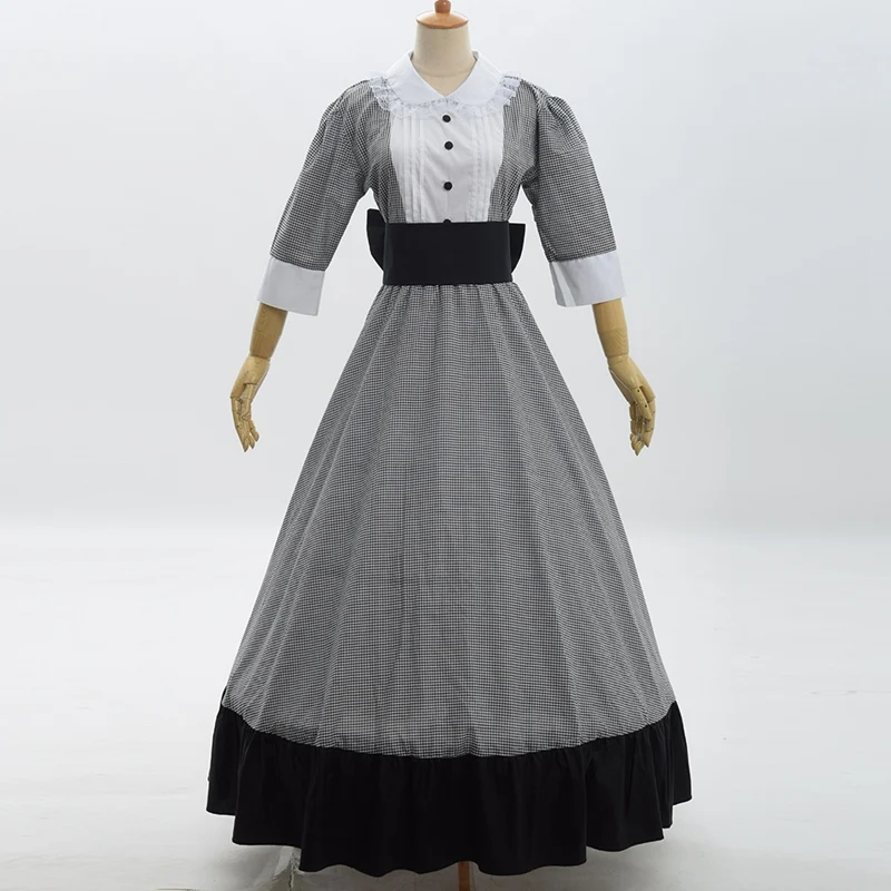 Викторианские женщины Civil War горничной длинное платье винтажное реконструкция бальное платье