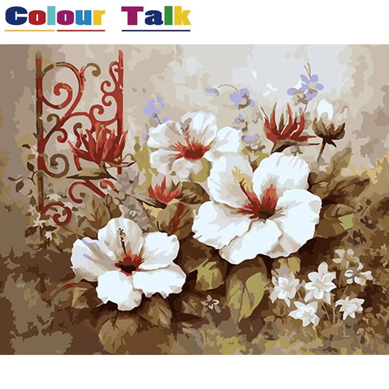 

Flower Painting by Numbers Drawing on Canvas Painting by Numbers DIY Coloring Pictures Home Decor Wall Art Unique Gift P-0339