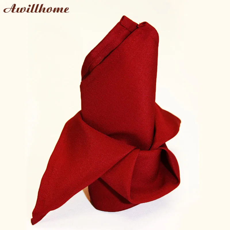 Awillhome 10 шт./лот 200gsm яблоко красная ткань салфетки полиэстер Набор салфеток