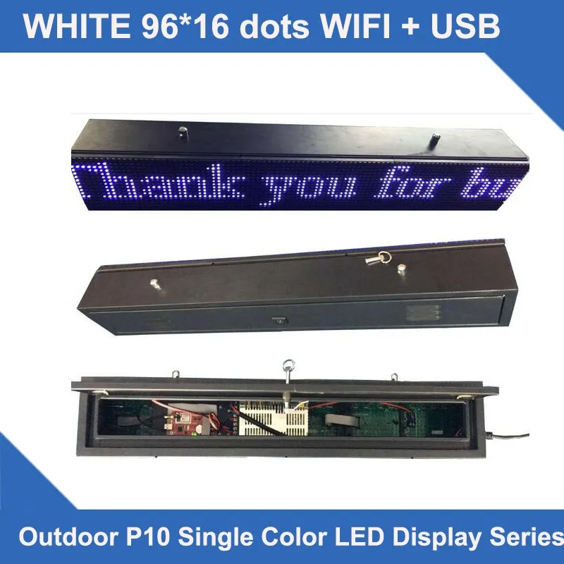 Светодиодный знак прокрутки p10 светодиодные знаки для Окна спереди белый Цвет LED Дисплей совета водонепроницаемый cabinet16 * 96 точек wi-fi