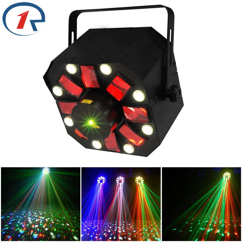 

ZjRight 3 in 1 Laser/Strobe/Rotating Derby effect stage light moonflower effect RG Laser Light 8 LED Strobe dj bar disco concert