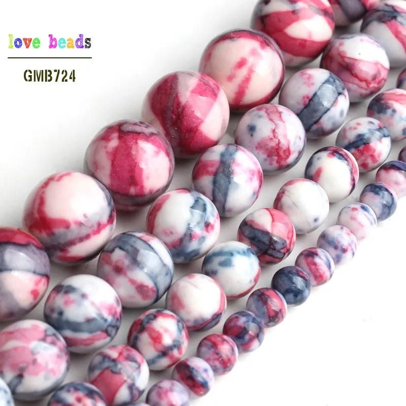 4mm 6mm 8mm 10mm Red Blue Black Web Jaspers Stone Round Loose Beads for Jewelry Making diy bracelet 15'' Strand | Украшения и