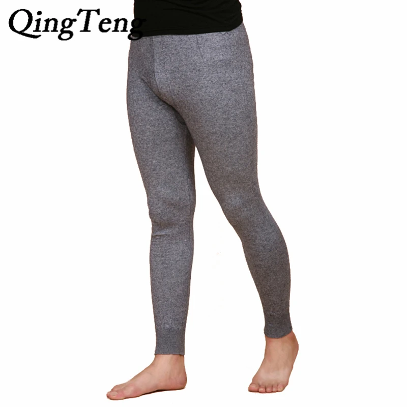 QingTeng Tights For Men Long John Thermal Winter Merino Wool Pants Men