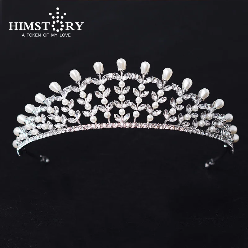 

New Princess Tiaras Crown Crystal and Pearl for Bridal Hair Accessories Wedding Party Festival Hair Accessory