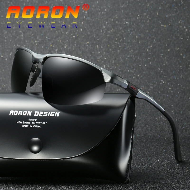 

Aoron Men's Polarized Sunglasses Original Brand Aluminium Magnesium Sun Glasses Men Driver Rimless Mirror Luxury Sunglass Man