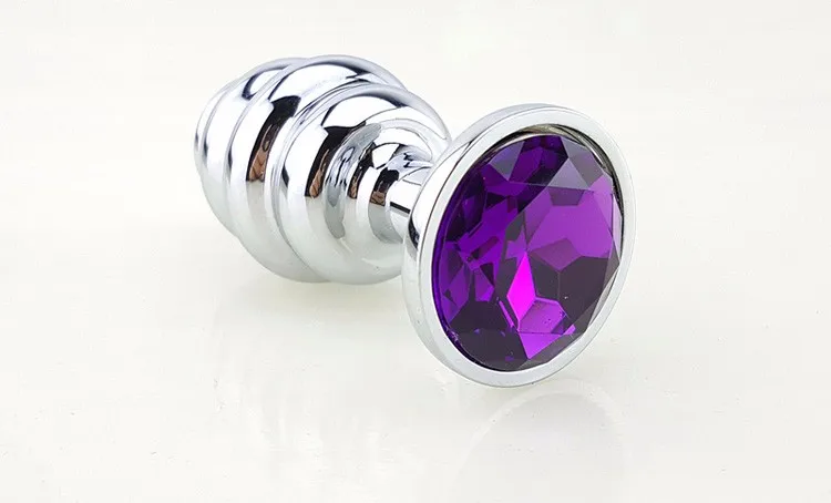 New Metal Anal Plug 7 Colors Butt Plugs Toys Sex Toys for Women Stainless Steel+Crystal Jewelry Sex Products, Spiral Anal Beads 4