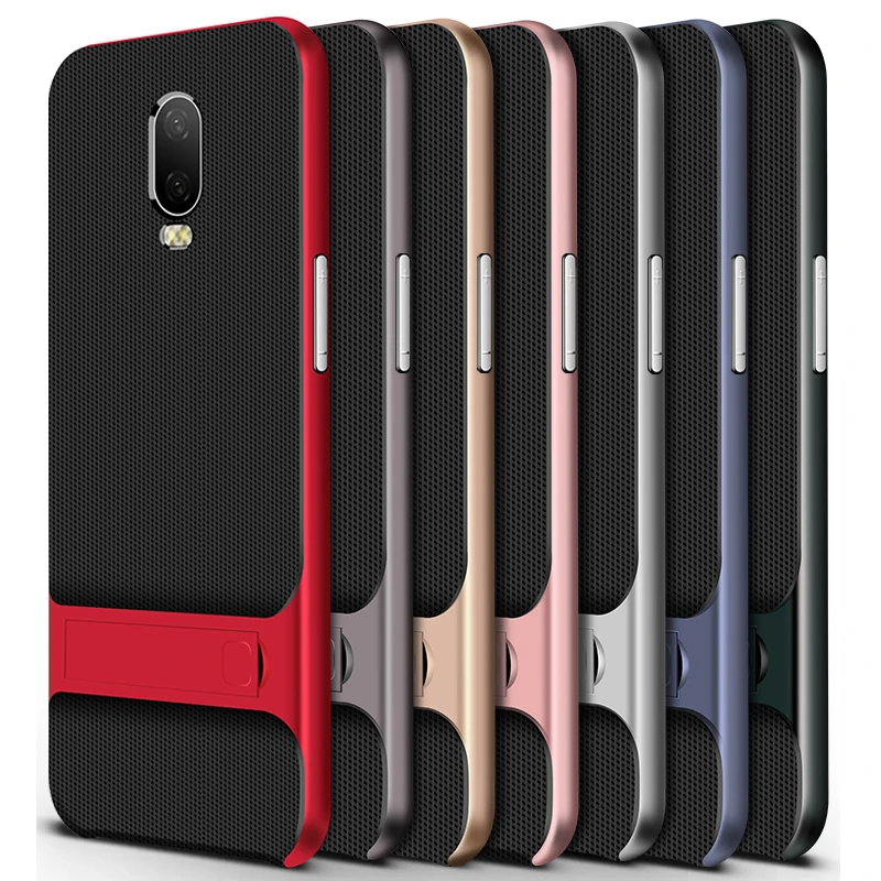 Оригинальный чехол накладка для Oneplus 6T с 3D подставкой силиконовый гибридный из