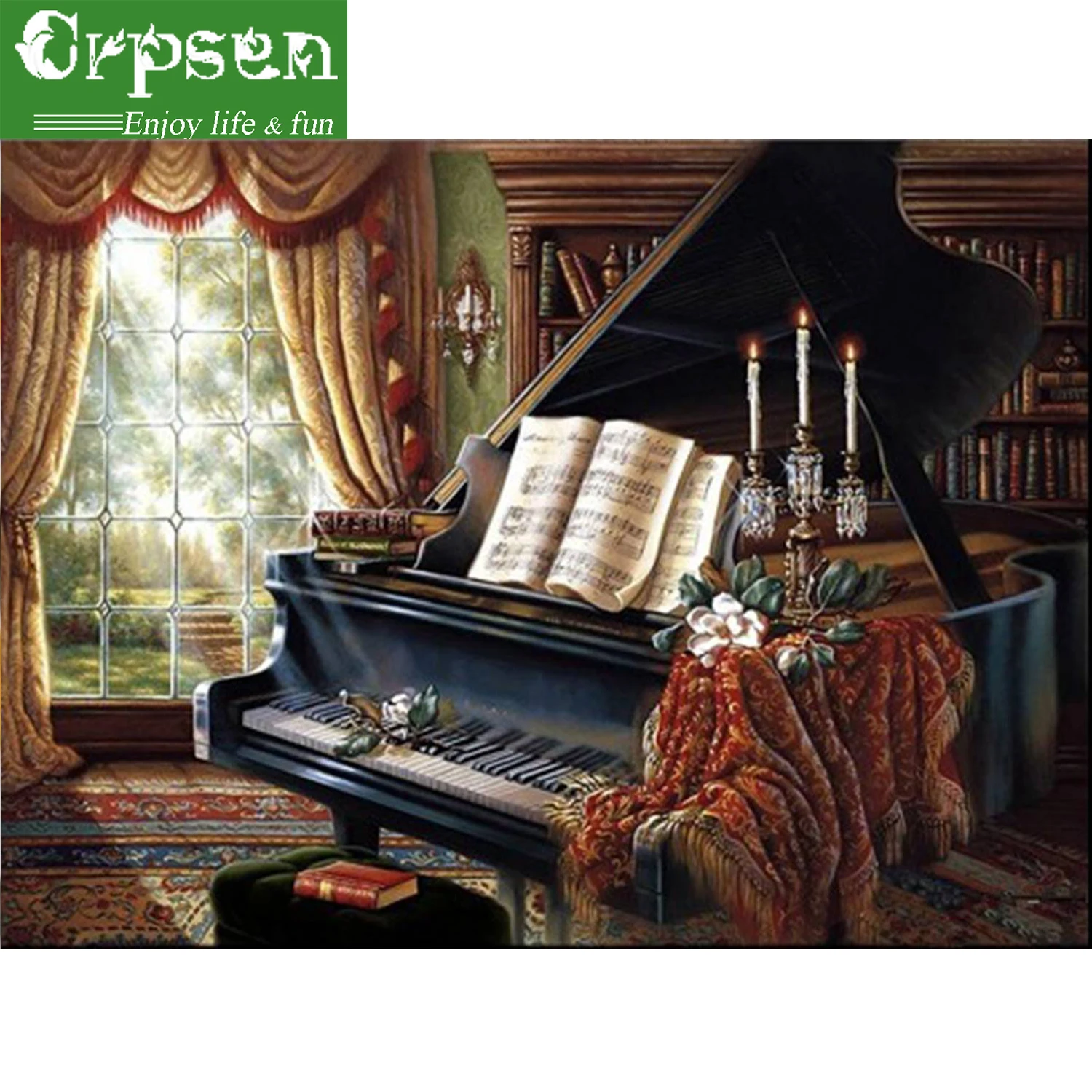

Full 5D DIY Embroidery Diamond Painting Square Drill The Piano Needlework Home Decoration Crafts&Sewing Wall Painting,Crpsen