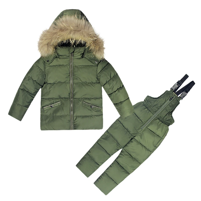 

Winter Baby Boys Girls Ski Suit White Duck Down Snowsuit Kids Sets Children Clothing Set long sleeve Down Jacket+Jumpsuit