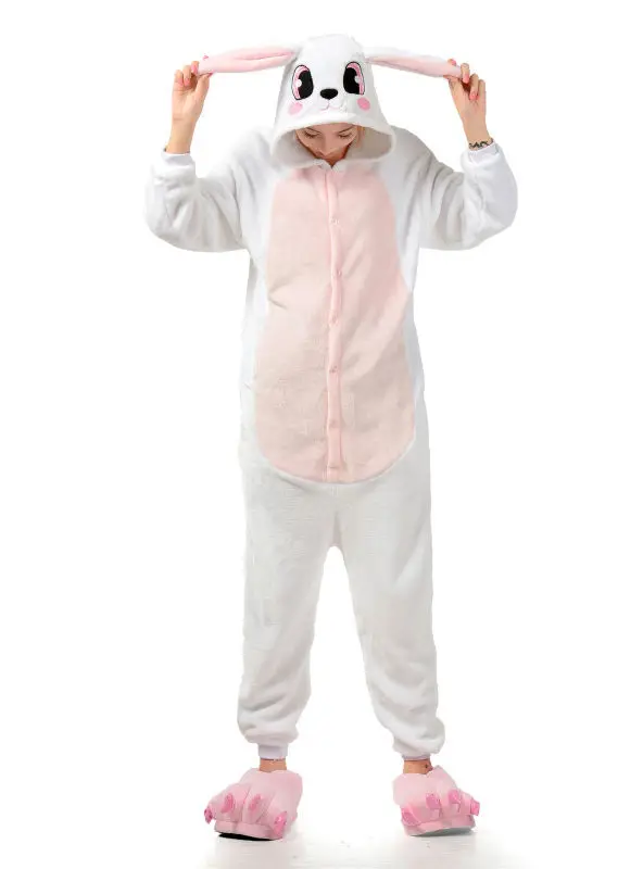 Для мужчин и женщин с изображением мультяшного кролика Свободные Комбинезоны для взрослых в виде животных пижамы-комбинезоны пижамы C325 S/M/L/XL