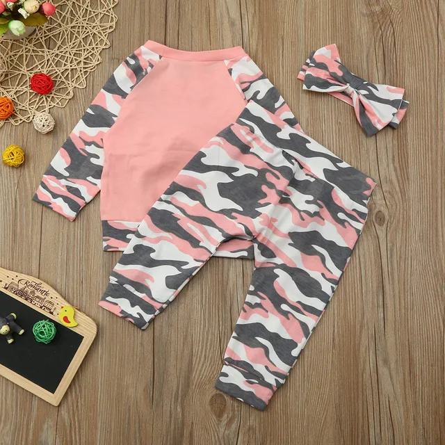 TELOTUNY baby boy clothes Newborn Toddler Baby Girls Boys Camouflage Bow Tops Pants Outfits Set Clothes roupas infantil 1005 2