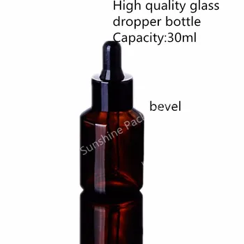 

Hot sale 10pcs/lot 30ml amber glass bottle with dropper, essential oil packing bottle dropper bottle with roblique angle