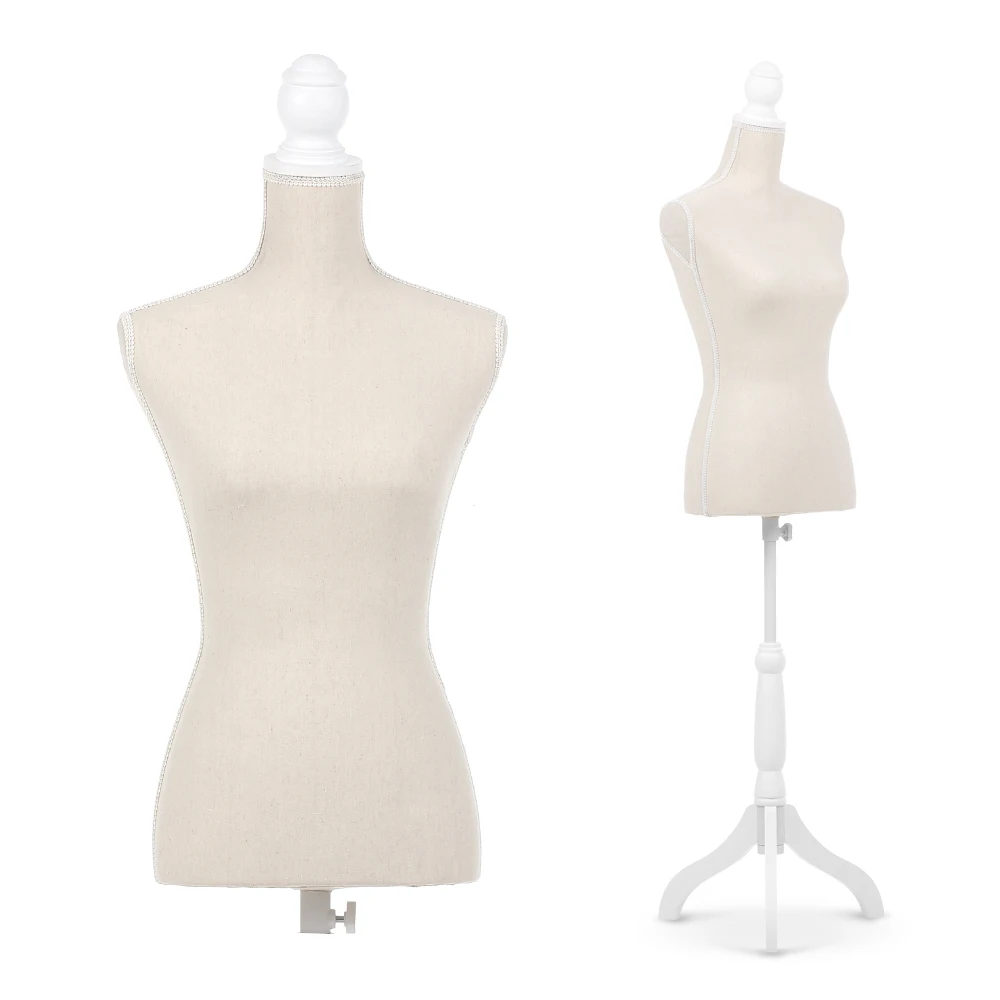 

iKayaa Clothes Display Stand Clothes Rack Female Mannequin Model Holder with Wood Tripod Stand Pinnable Size 34in* 26in* 35in