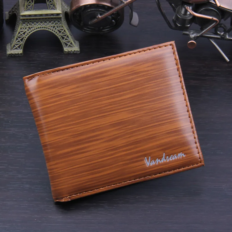 New men's short wallet creative men's wallet brand wood stripe bag retro business popular wallet No zipper solid color 226 New men's short wallet creative men's wallet brand wood stripe bag retro business popular wallet No zipper solid color 226