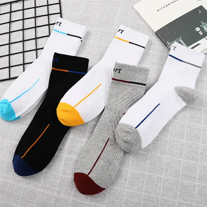 3 Multi Styles Stripe Breathable Men Socks Seasons Cotton Women Socks Middle Tube Weat-Absorbing Sports Short Men's Stock